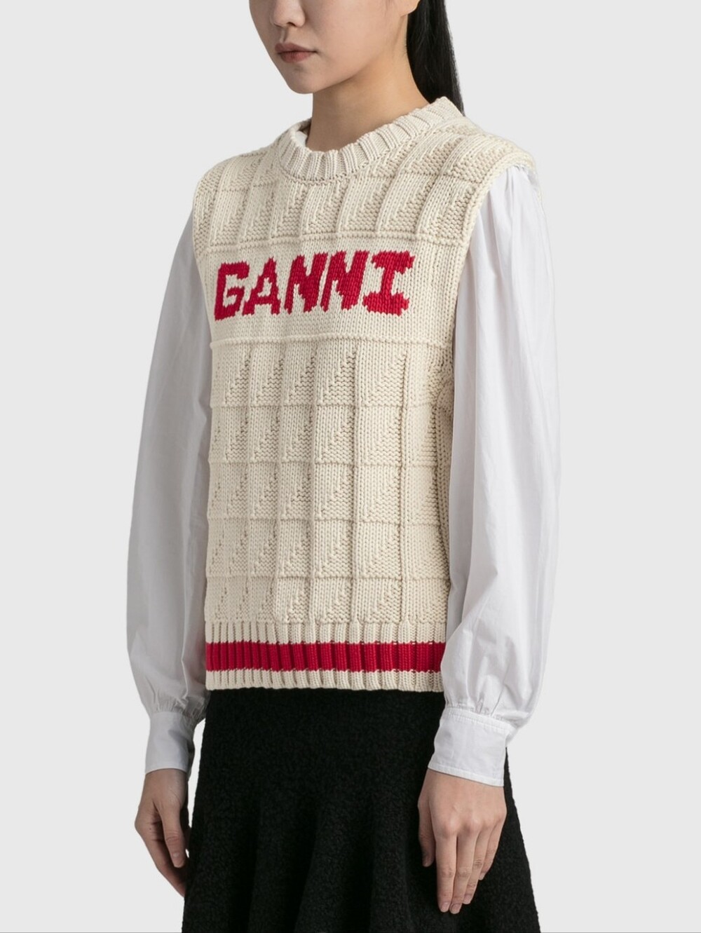 Ganni Cotton Rope Logo Knit Sweater Vext Sz L - Picture 9 of 9